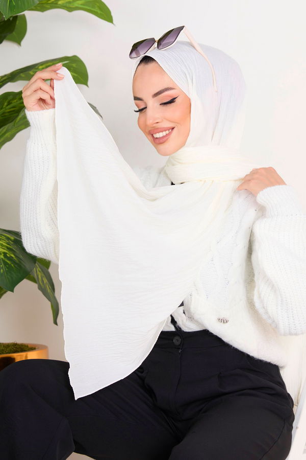 Soft Pamuk Şal Ekru - 23352