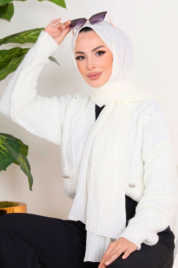 Soft Pamuk Şal Ekru - 23352