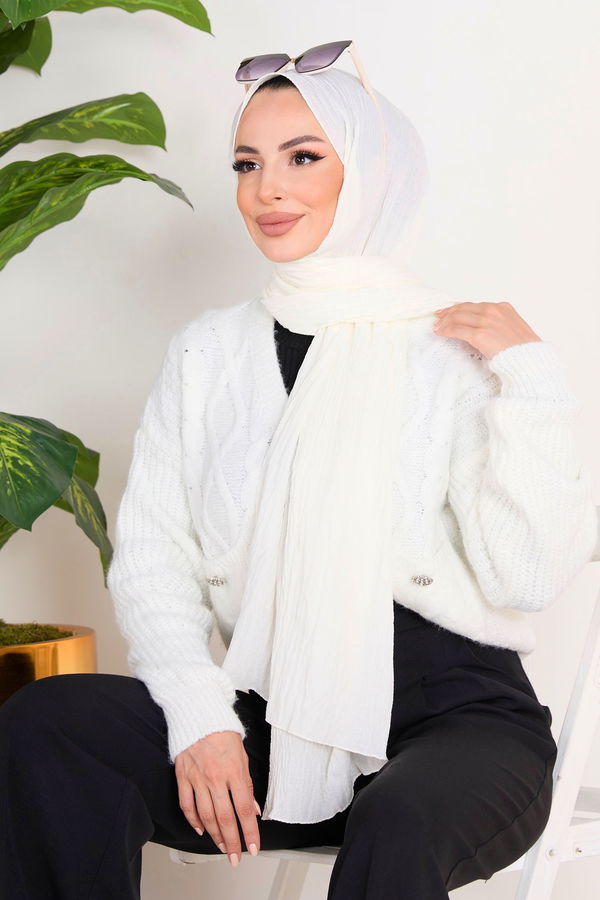 Soft Pamuk Şal Ekru - 23352