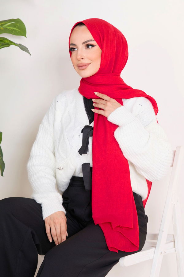 Soft Pamuk Şal Kırmızı - 23352