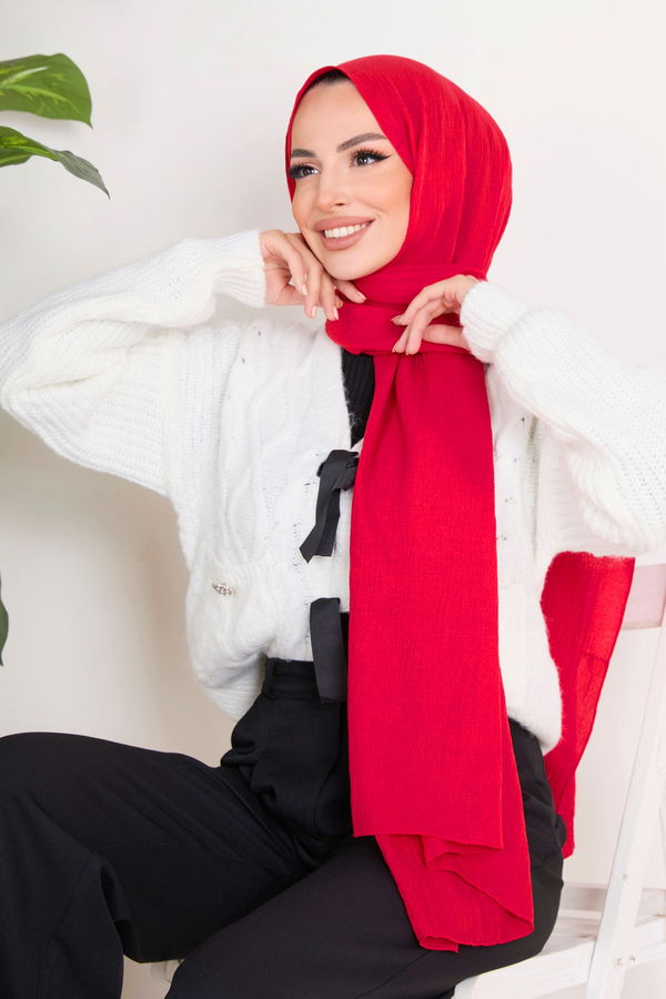 Soft Pamuk Şal Kırmızı - 23352