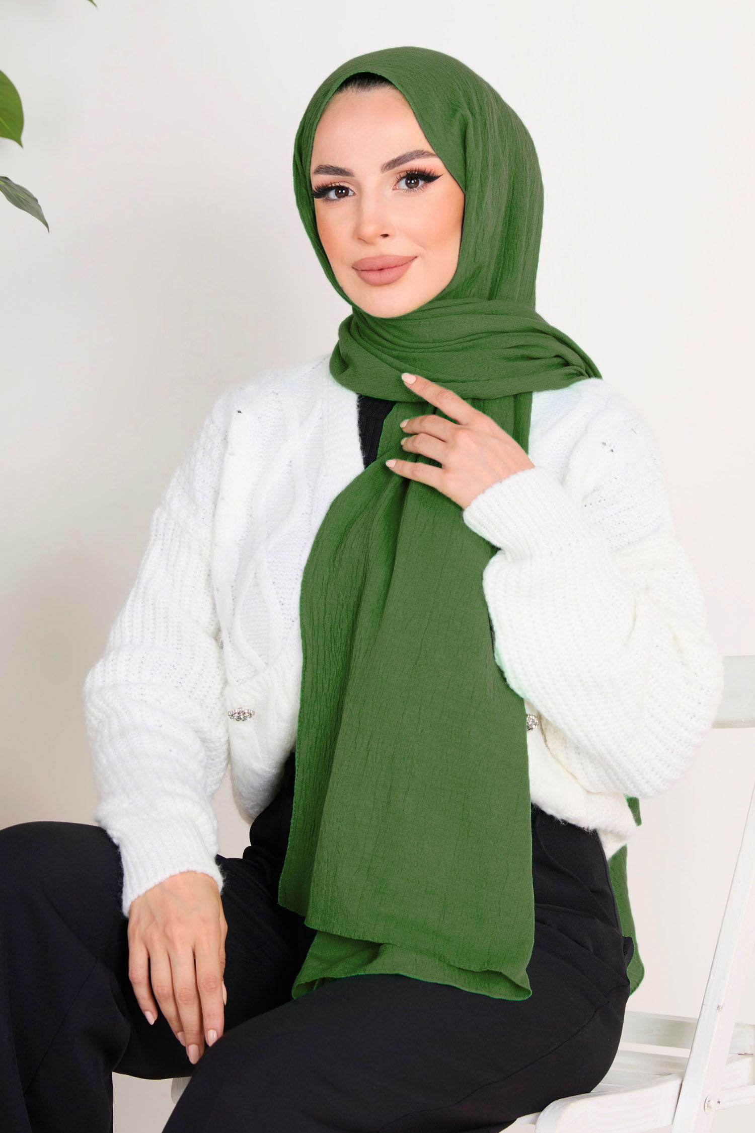 Soft Pamuk Şal Yeşil - 23352