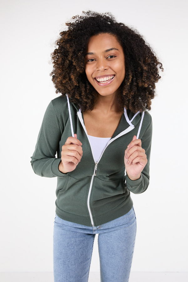Kapşonlu Sweat Haki - 23416