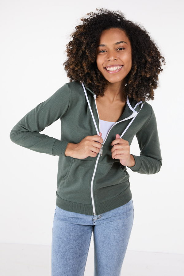Kapşonlu Sweat Haki - 23416