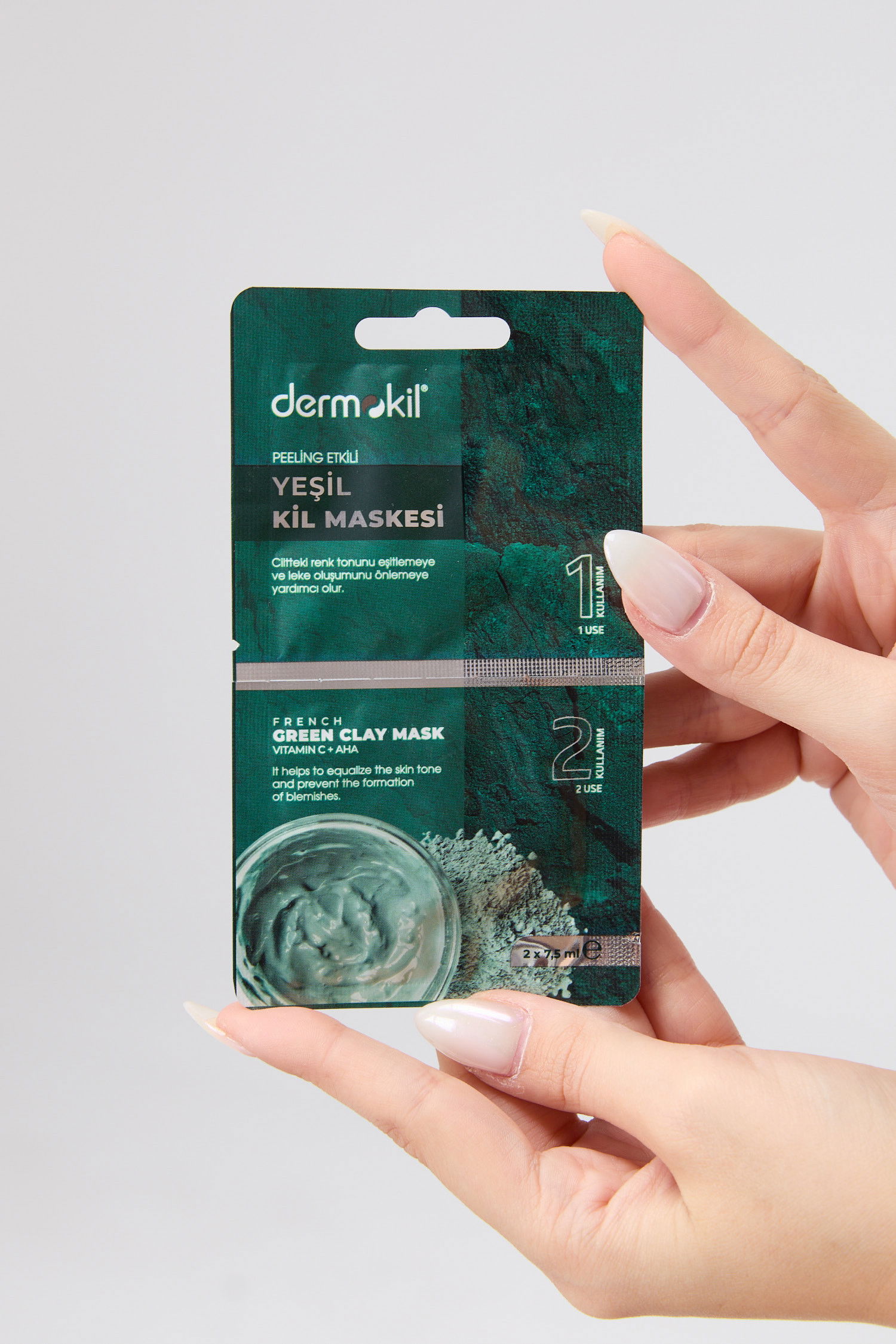 çok Renkli Dermokil Peeling Etkili Yeşil Kil Maskesi 7,5*2 ML  - 23588 ÇOK RENKLİ