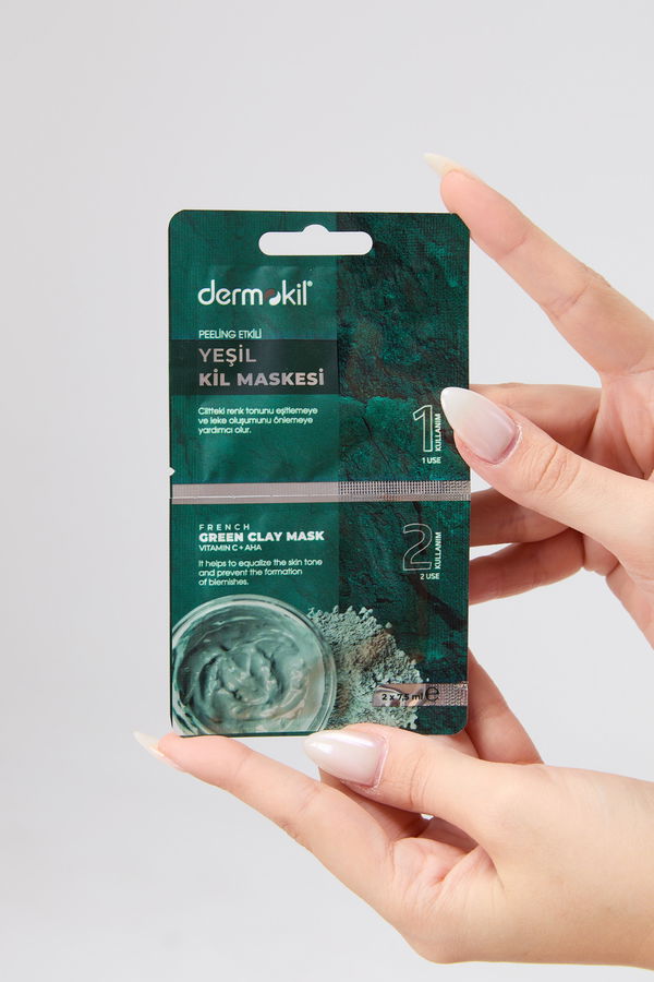 çok Renkli Dermokil Peeling Etkili Yeşil Kil Maskesi 7,5*2 ML  - 23588 ÇOK RENKLİ