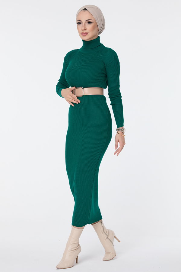 Triko Elbise Yeşil - 23638 YEŞİL