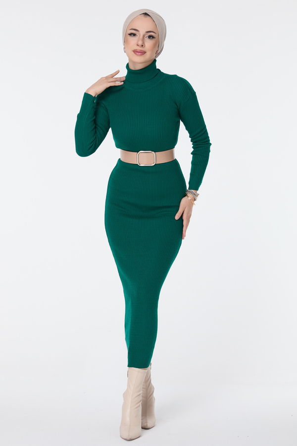 Triko Elbise Yeşil - 23638 YEŞİL