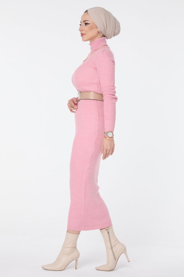 Triko Elbise Pembe - 23638