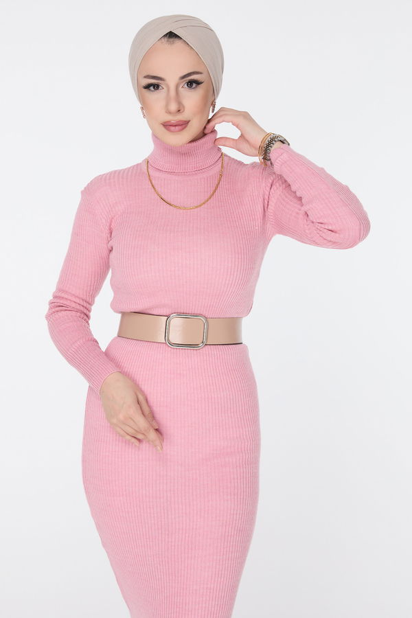 Triko Elbise Pembe - 23638