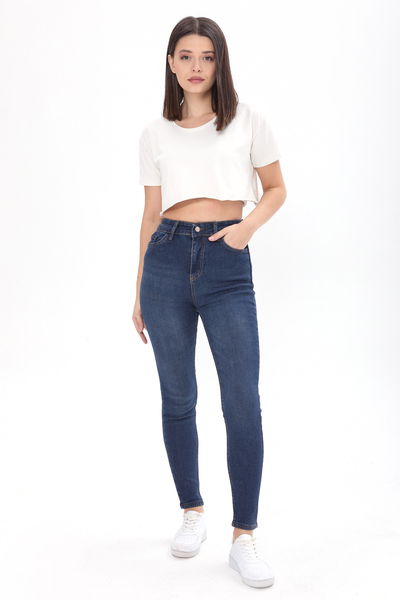 Skinny Likralı Kot Pantolon Kahverengi - 23659