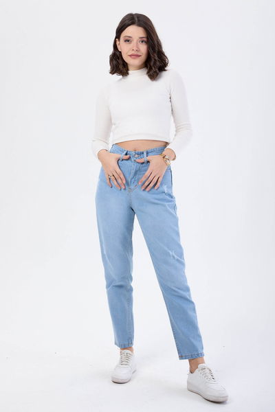 Yüksek Bel Mom Jeans Mavi - 23668