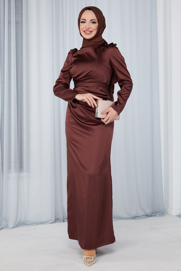 Abiye Elbise Kahverengi - 23686 KAHVERENGİ