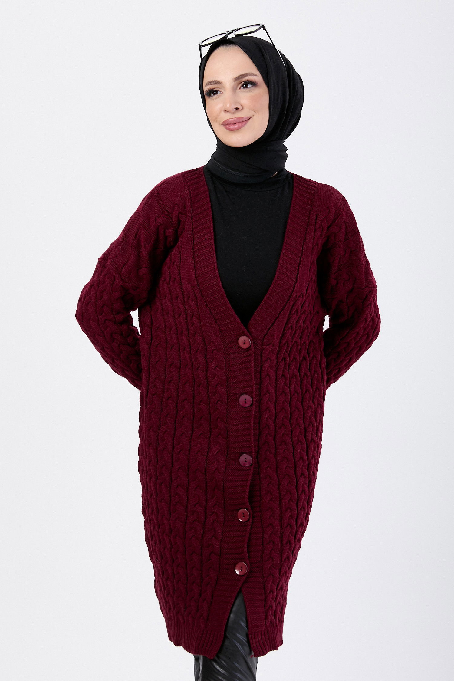 Triko Hırka Bordo - 23703