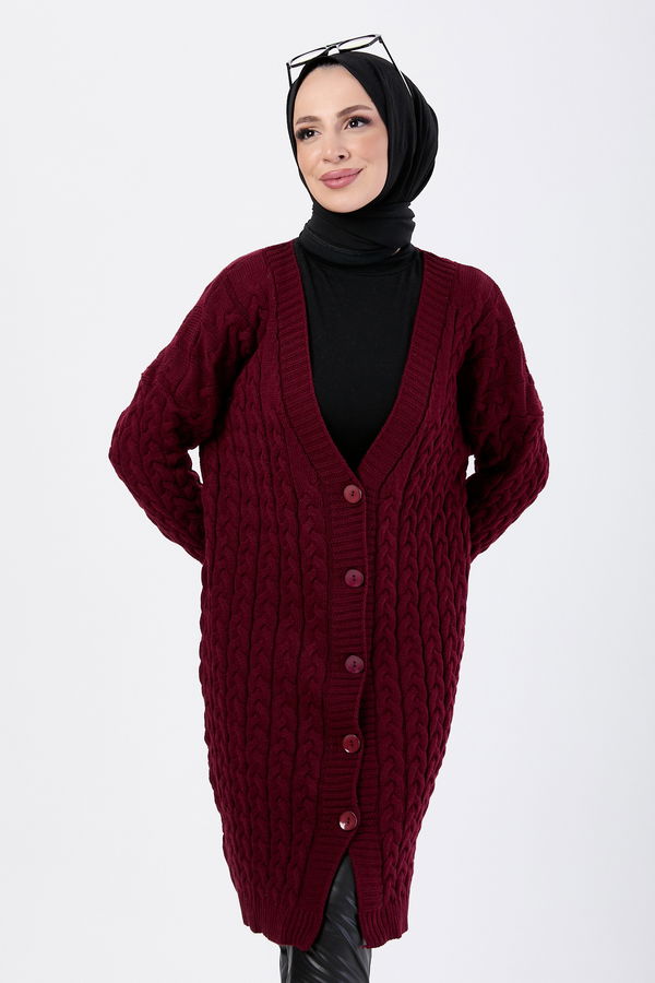 Triko Hırka Bordo - 23703