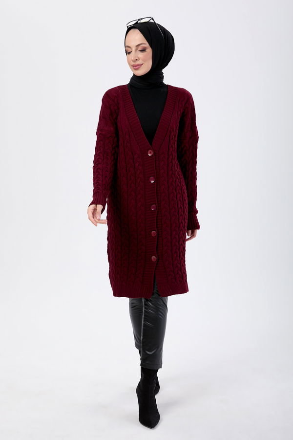 Triko Hırka Bordo - 23703
