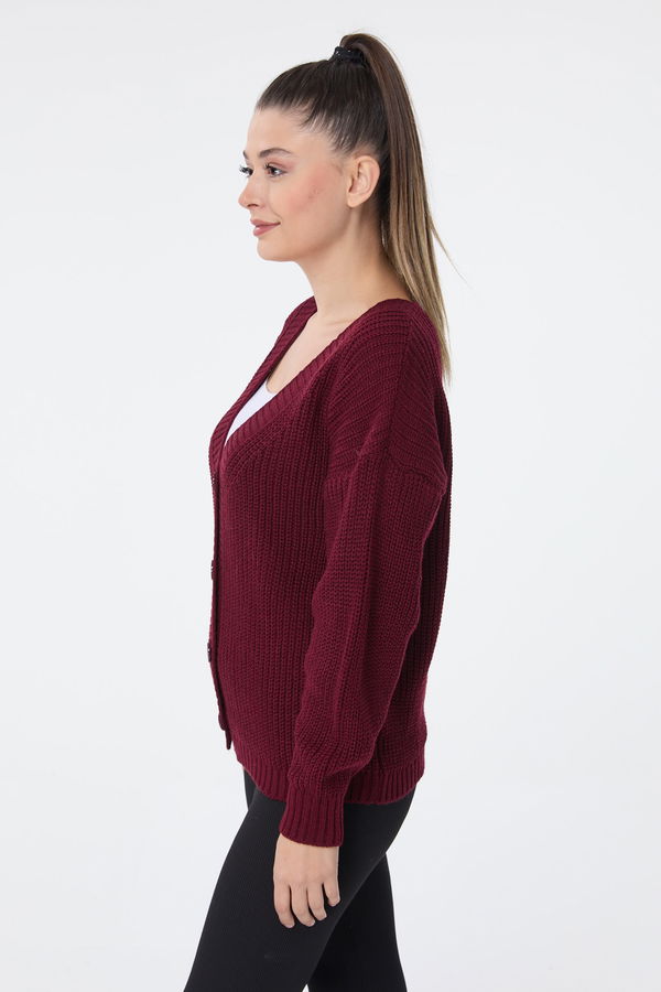 Triko Hırka Bordo - 23705