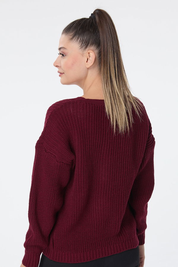 Triko Hırka Bordo - 23705