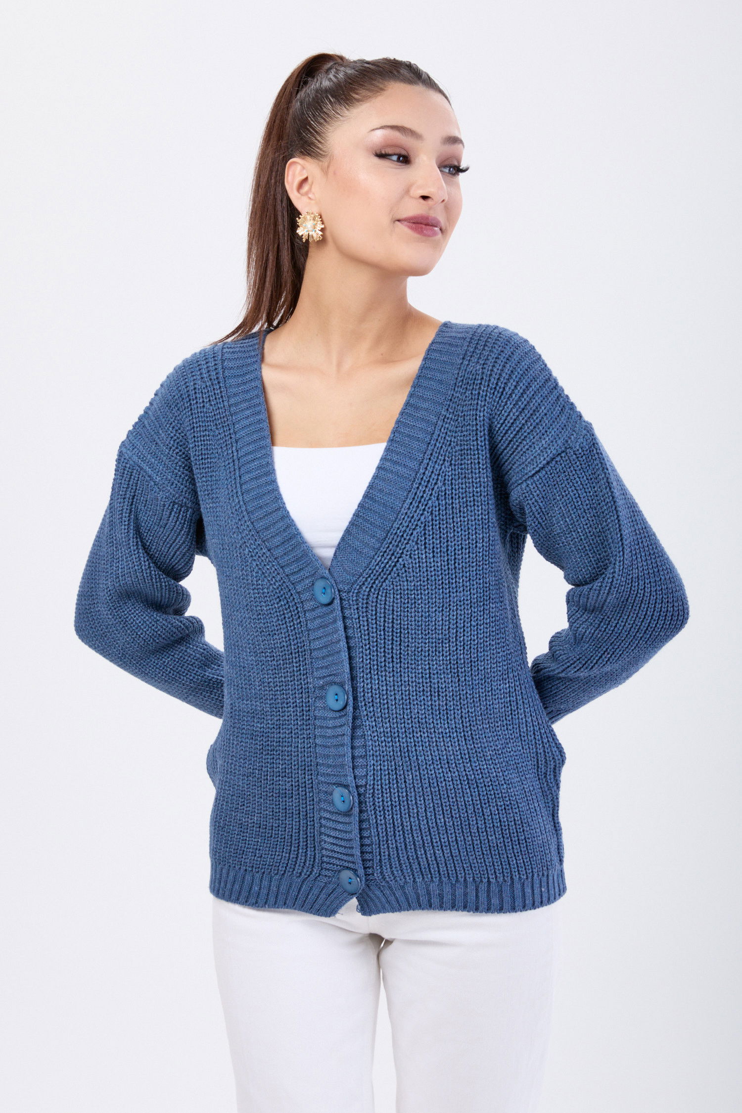 Triko Hırka Mavi - 23705