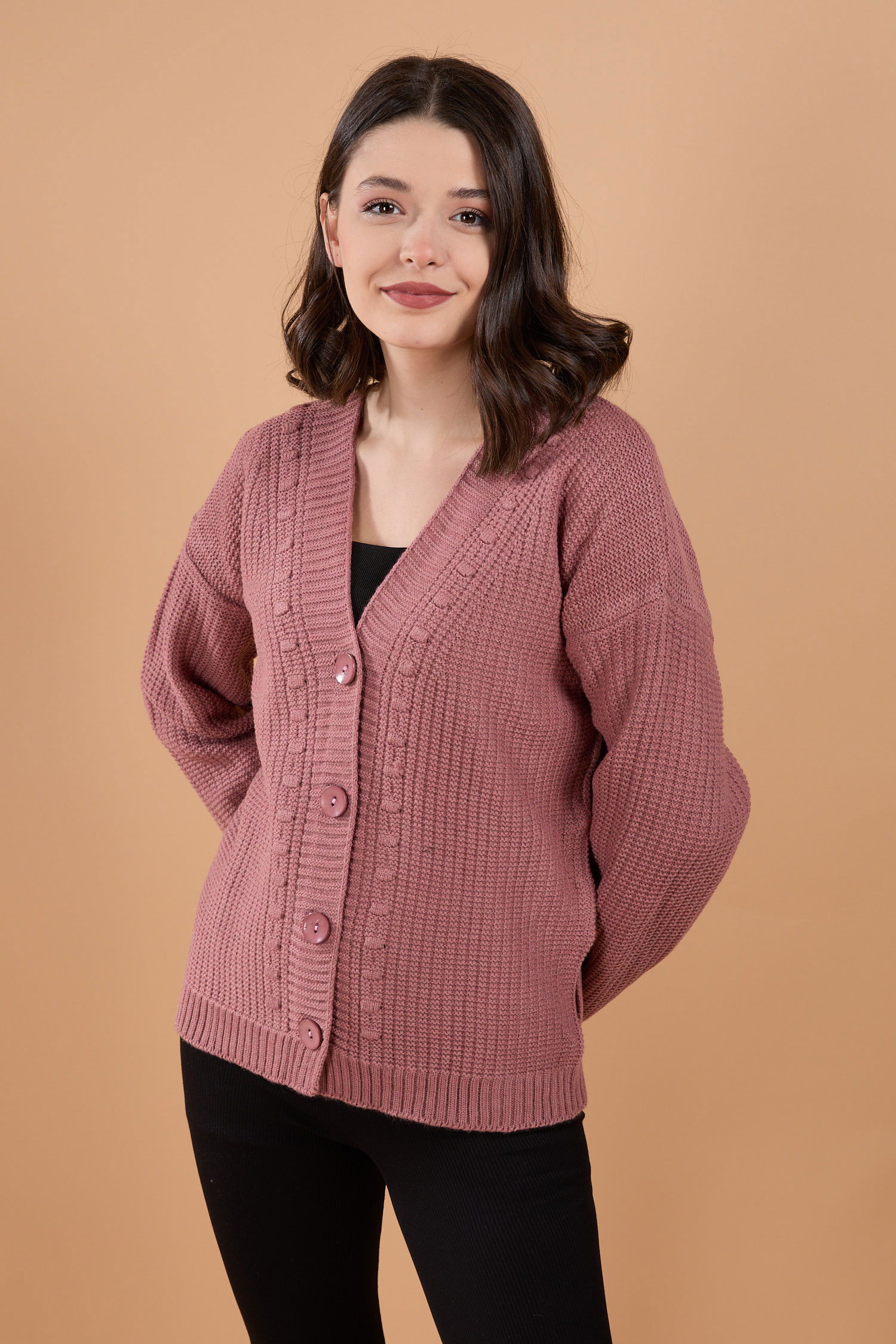 Triko Hırka Pembe - 23768