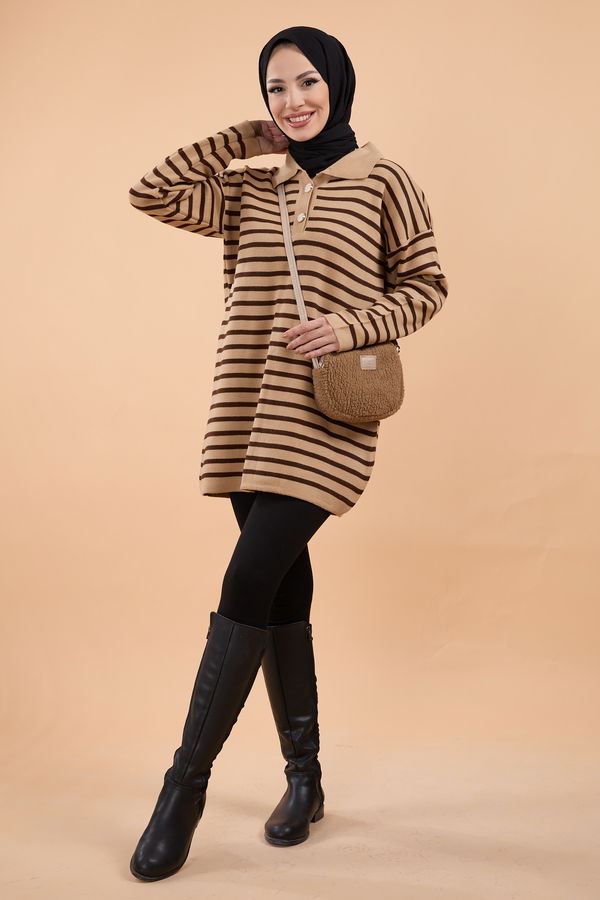 Triko Kazak Vizon - 23784 VİZON