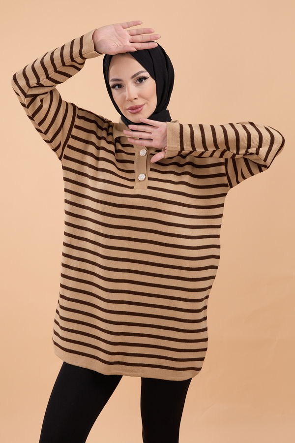 Triko Kazak Vizon - 23784 VİZON