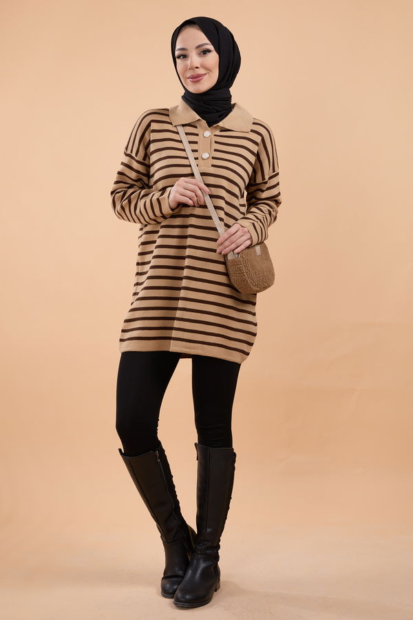 Triko Kazak Vizon - 23784 VİZON
