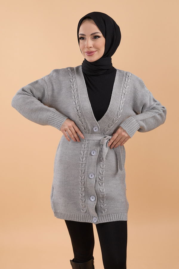 Triko Hırka Gri - 23789