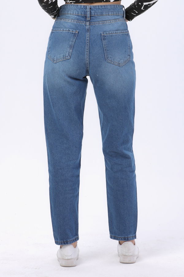 Mom Jeans Kot Pantolon Mavi - 23809