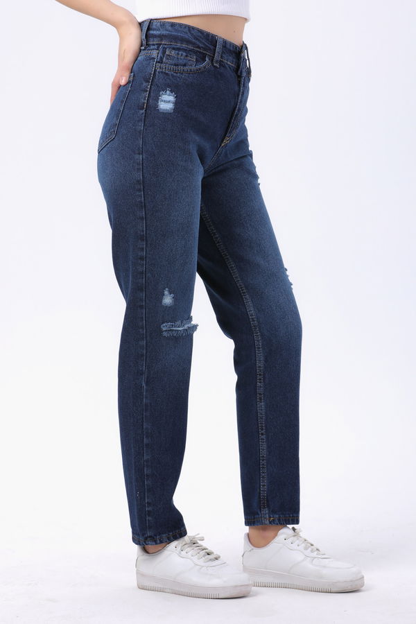 Mom Jeans Kot Pantolon Mavi - 23809 MAVİ
