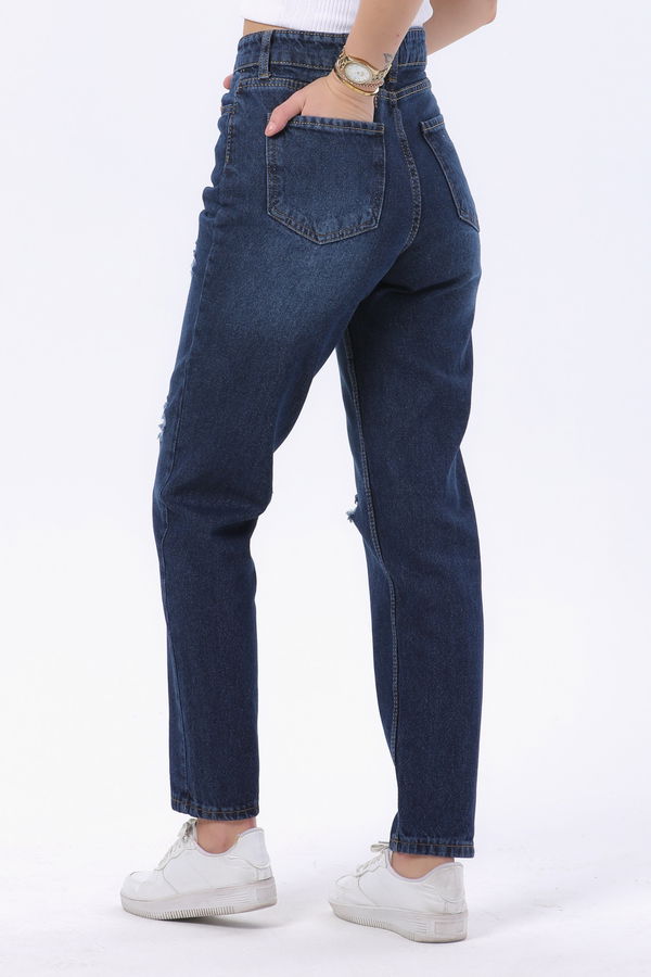 Mom Jeans Kot Pantolon Mavi - 23809 MAVİ
