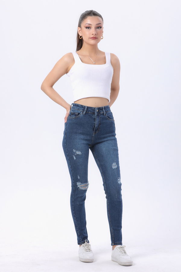 Likralı Skinny Kot Pantolon Mavi - 23812 MAVİ