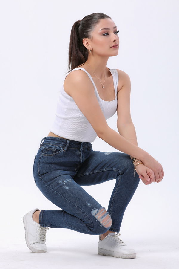 Likralı Skinny Kot Pantolon Mavi - 23812 MAVİ
