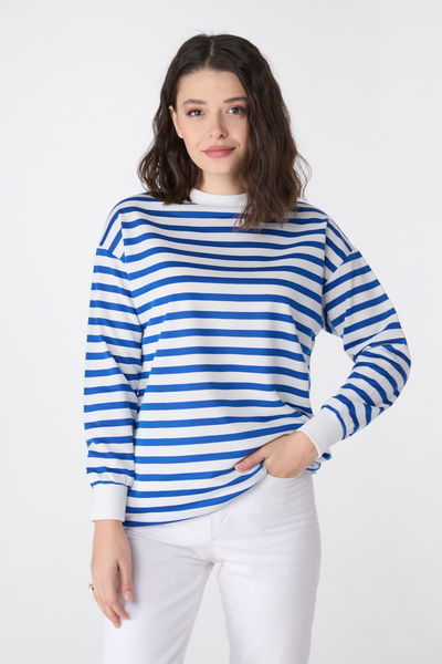 Çizgili Tunik Mavi - 23891
