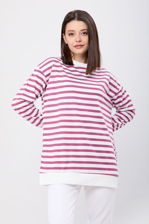 Çizgili Tunik Mürdüm - 23891