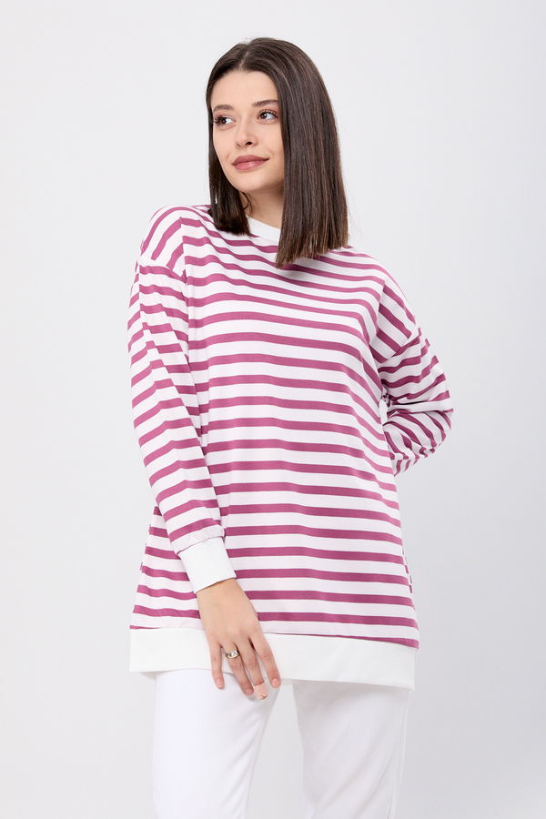 Çizgili Tunik Mürdüm - 23891