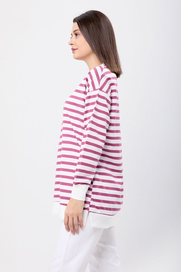 Çizgili Tunik Mürdüm - 23891