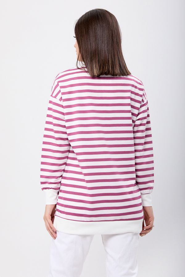 Çizgili Tunik Mürdüm - 23891