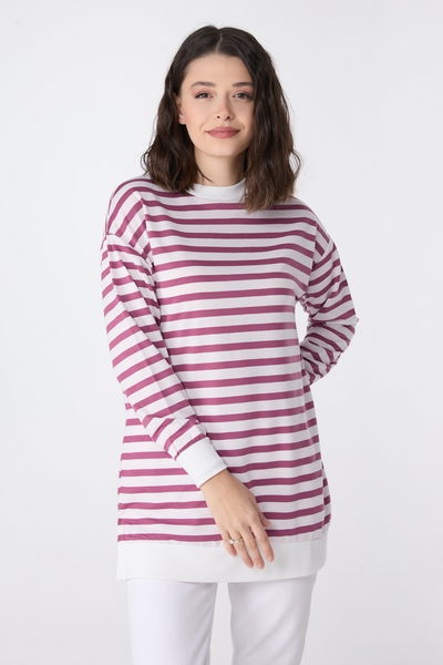 Çizgili Tunik Lila - 23891