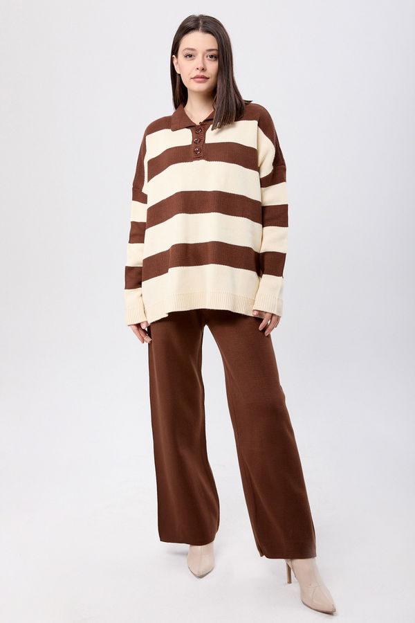 Triko Tunik Pantolon Kahverengi - 23895 KAHVERENGİ