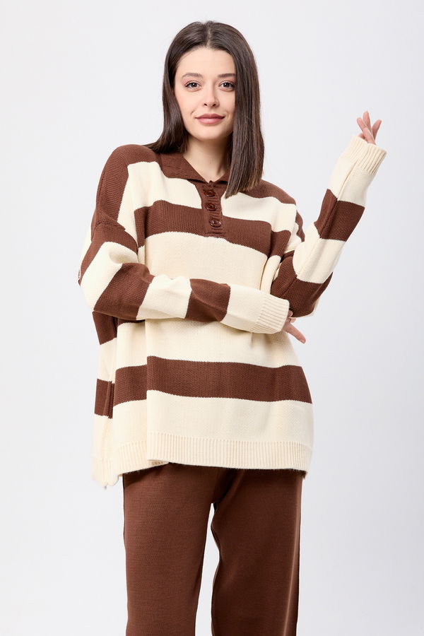 Triko Tunik Pantolon Kahverengi - 23895 KAHVERENGİ