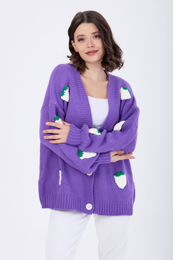 Triko Hırka Mor - 23919 MOR