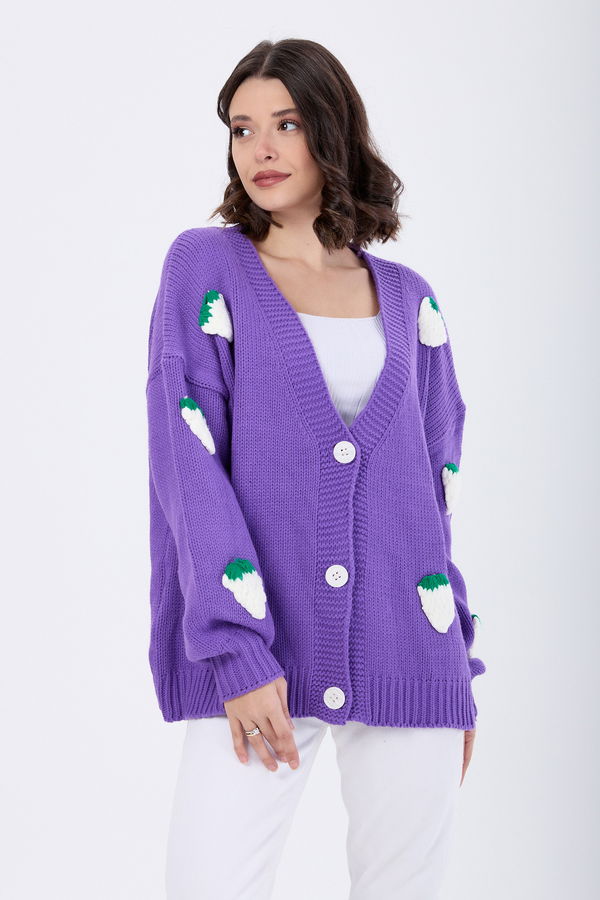 Triko Hırka Mor - 23919 MOR