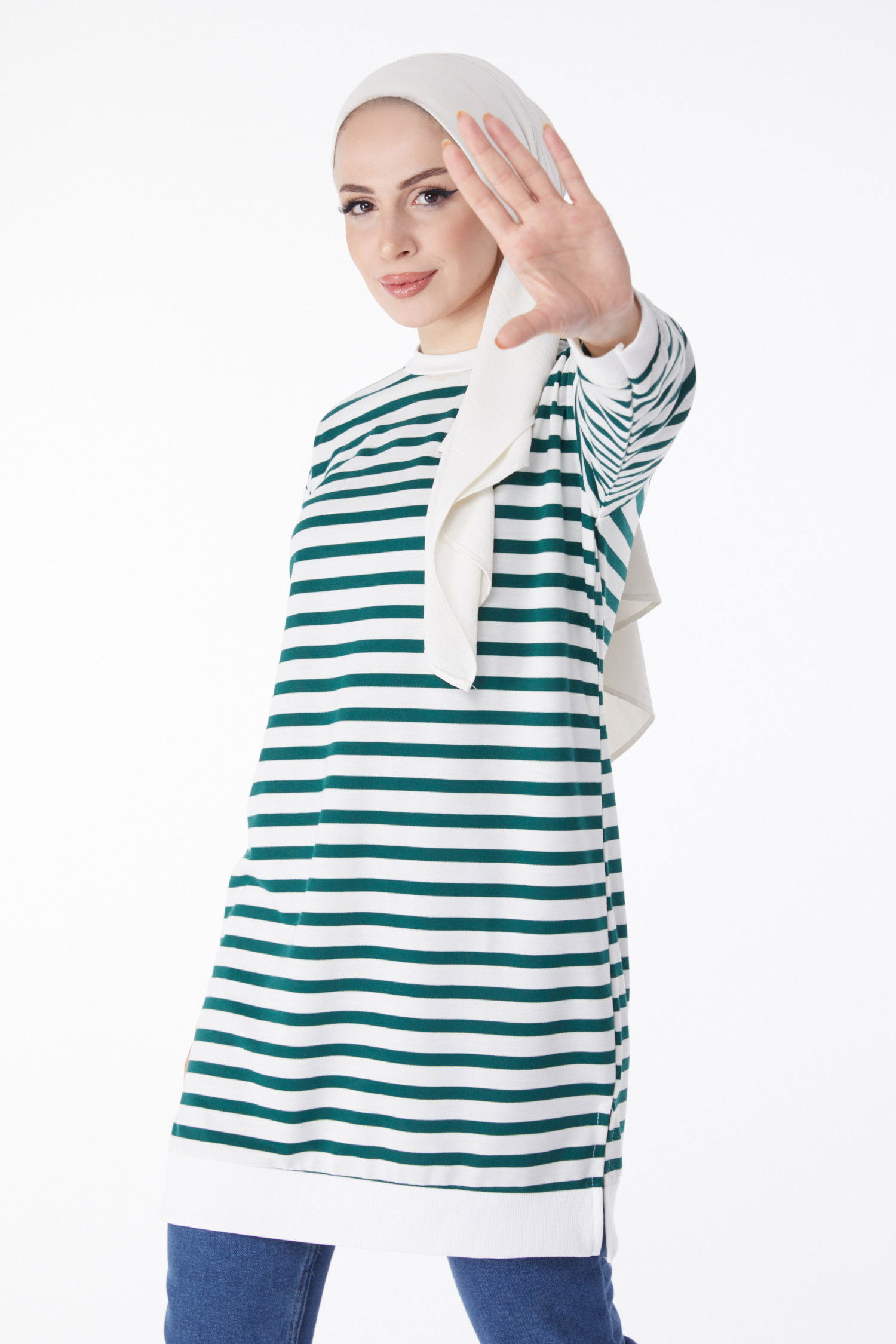Çizgili Tunik Yeşil - 23925