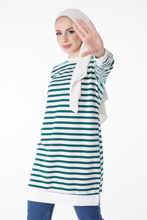 Çizgili Tunik Yeşil - 23925
