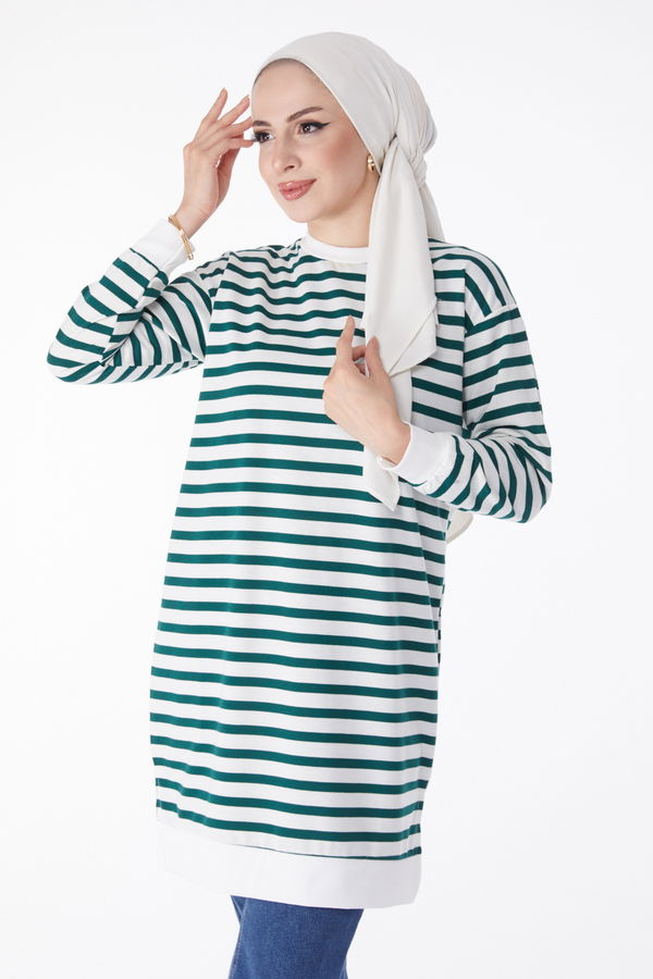 Çizgili Tunik Yeşil - 23925