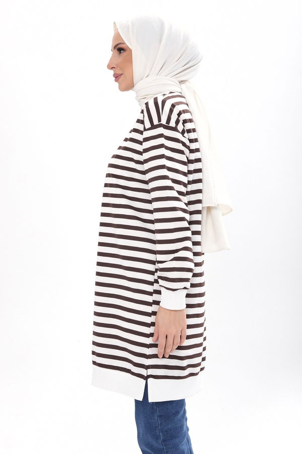 Çizgili Tunik Kahverengi - 23925 KAHVERENGİ