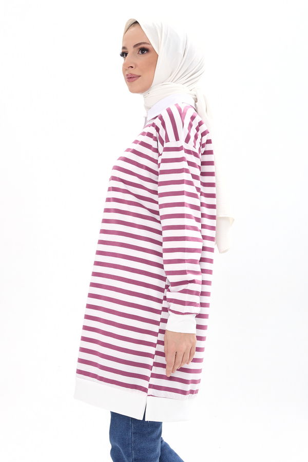 Çizgili Tunik Mürdüm - 23925 MÜRDÜM