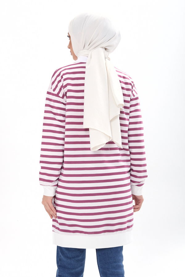 Çizgili Tunik Mürdüm - 23925 MÜRDÜM