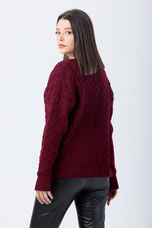 Triko Hırka Bordo - 24033 BORDO